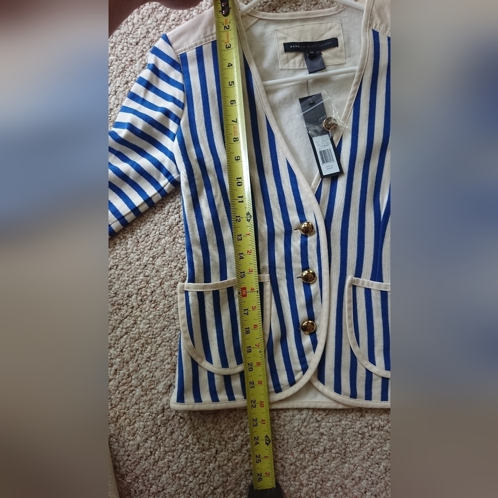 Marc by Marc Jacobs Nautical Theme Dusty White Multi Striped Blazer size XS - Picture 6 of 13